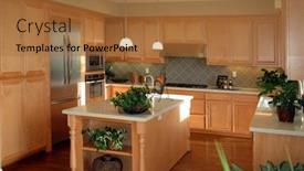  Presentation with development - Cool new slide deck with modern living room setting and modern kitchen in new development in northern california backdrop and a coral colored foreground