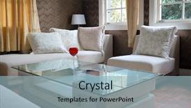  Presentation with room - Presentation theme having modern living room with table background and a light blue colored foreground