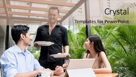  Presentation with modern food - Cool new PPT layouts with modern location downtown in asia backdrop and a coral colored foreground