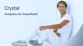  Presentation with business near shoring - Amazing slides having modern logic - pensive boy sitting near backdrop and a sky blue colored foreground