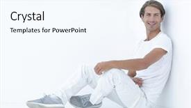  Presentation with wall - Beautiful PPT layouts featuring modern logic - pensive boy sitting near backdrop and a cool aqua colored foreground