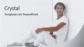  Presentation with wall - Presentation consisting of modern logic - pensive boy sitting near background and a white colored foreground