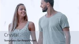  Presentation with walking together - Slide deck with modern-loving-couple-walking-together background and a light blue colored foreground