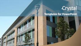  Presentation with rise - Presentation theme consisting of modern low rise office building background and a teal colored foreground