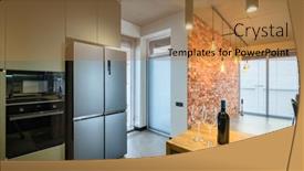  Presentation with fridge - Slide set consisting of modern-luxurious-and-large-dark background and a coral colored foreground