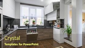  Presentation with open door - Audience pleasing theme consisting of modern-luxurious-dark-brown-gray backdrop and a tawny brown colored foreground