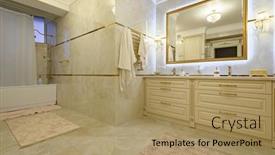  Presentation with toilet - Amazing presentation having modern-luxury-beige-and-golden backdrop and a coral colored foreground