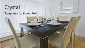  Presentation with modern flowers - Presentation theme having modern luxury dining table setup background and a sky blue colored foreground