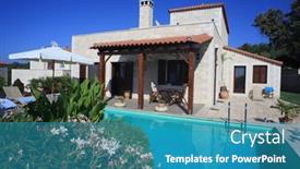  Presentation with crete island - Beautiful slides featuring modern-luxury-home-used backdrop and a teal colored foreground
