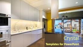  Presentation with room interior design - Beautiful presentation theme featuring modern-luxury-kitchen-and-dining backdrop and a tawny brown colored foreground