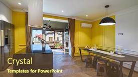  Presentation with room interior design - Slide set enhanced with modern-luxury-kitchen-and-dining background and a tawny brown colored foreground