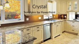  Presentation with granite - Cool new PPT theme with modern luxury kitchen interior backdrop and a coral colored foreground