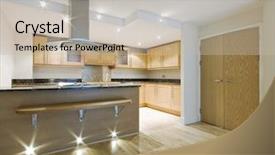  Presentation with luxury - Slides having modern luxury open plan kitchen background and a soft green colored foreground