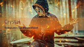  Presentation with shaman - Presentation theme enhanced with modern-male-shaman-in-black background and a gold colored foreground