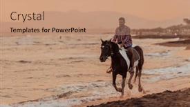  Presentation with horse riding - PPT layouts featuring modern-man-in-summer-clothes background and a coral colored foreground
