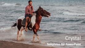  Presentation with horse riding - Presentation theme having modern-man-in-summer-clothes background and a violet colored foreground