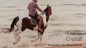  Presentation with horse riding - Slide deck enhanced with modern-man-in-summer-clothes background and a coral colored foreground