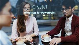  Presentation with managers - Theme consisting of modern managers having conversation in cafe after work background and a ocean colored foreground