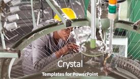  Presentation with weaving textile - Theme enhanced with modern manufacturing - african american textile factory technician background and a gray colored foreground