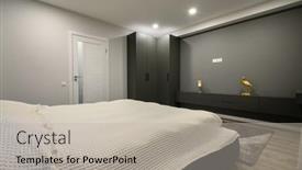  Presentation with bedroom modern - Presentation theme having modern-master-bedroom-with-trendy background and a light gray colored foreground