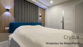  Presentation with bedroom modern - PPT theme enhanced with modern-master-bedroom-with-trendy background and a mint green colored foreground