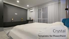  Presentation with bedroom modern - Presentation theme having modern-master-bedroom-with-trendy background and a light gray colored foreground