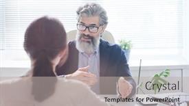  Presentation with business plan - Audience pleasing slide deck consisting of modern-mature-man-with-beard backdrop and a light gray colored foreground