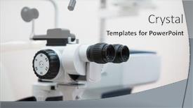  Presentation with medical ophthalmology - Audience pleasing presentation theme consisting of modern-medical-equipment backdrop and a white colored foreground