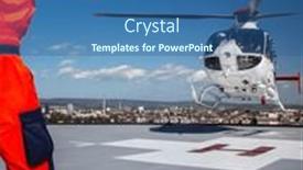  Presentation with medical helicopter - Theme with modern-medical-helicopter background and a ocean colored foreground