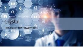  Presentation with graphic - Beautiful presentation design featuring modern medical technologies concept mixed backdrop and a light blue colored foreground