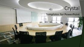  Presentation with room interior design - PPT layouts with modern meeting room interior background and a light gray colored foreground