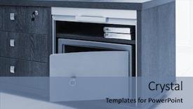  Presentation with safe - Presentation design consisting of modern metal safe background and a seafoam green colored foreground