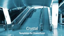  Presentation with stairway - Amazing PPT theme having modern metro station stairway backdrop and a teal colored foreground