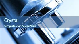  Presentation with microscope - Presentation having modern microscope isolated on white background and a  colored foreground