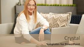  Presentation with modern elegant - Slide set consisting of modern-middle-aged-woman background and a coral colored foreground