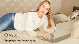  Presentation with modern elegant - PPT layouts with modern-middle-aged-woman background and a lemonade colored foreground