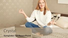  Presentation with modern elegant - Presentation design consisting of modern-middle-aged-woman background and a coral colored foreground