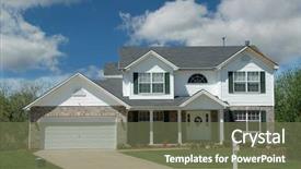  Presentation with middle class - Colorful slide set enhanced with modern middle class american home backdrop and a  colored foreground