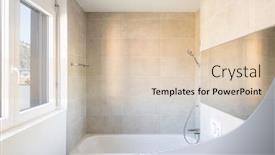  Presentation with minimal - Beautiful PPT layouts featuring modern minimal bathroom with large tile bathtub nobody inside backdrop and a lemonade colored foreground