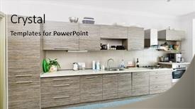  Presentation with kitchen furniture - Theme consisting of modern minimalism style kitchen interior background and a light gray colored foreground