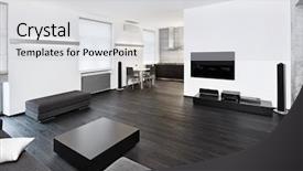  Presentation with room - Colorful PPT layouts enhanced with modern minimalism style sitting room backdrop and a light gray colored foreground