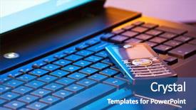  Presentation with ict modern laptop - Slides enhanced with modern mobile phone on laptop background and a teal colored foreground