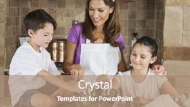  Presentation with family children - PPT theme having modern mom - attractive smiling family of mother background and a coral colored foreground