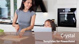  Presentation with cheerful stylish city girl using - Audience pleasing slides consisting of modern mom - cute girl using laptop while backdrop and a coral colored foreground