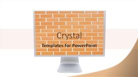  Presentation with white brick wall - Presentation theme enhanced with audiovisual - modern monitor with the image background and a coral colored foreground