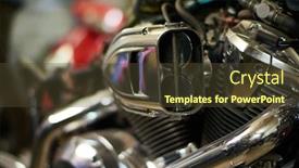  Presentation with motorbike - Theme with modern-motorbike-engine-part-close background and a tawny brown colored foreground