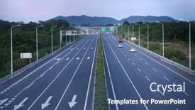  Presentation with traffic road - Presentation theme featuring modern-motorway-in-the-evening background and a ocean colored foreground