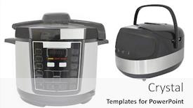  Presentation with multi - Cool new presentation theme with modern multi cooker under the white background backdrop and a white colored foreground