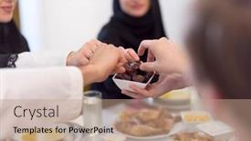  Presentation with muslim family - Presentation consisting of modern-multiethnic-muslim-family-sharing background and a coral colored foreground