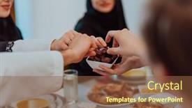  Presentation with iftar - PPT layouts featuring modern-multiethnic-muslim-family-sharing background and a tawny brown colored foreground